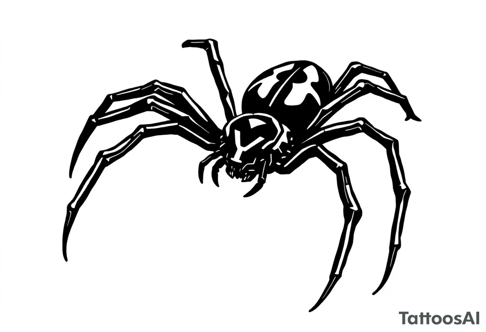 Black widow Spider crawling down sideways with the letter Y on the body of the spider tattoo idea