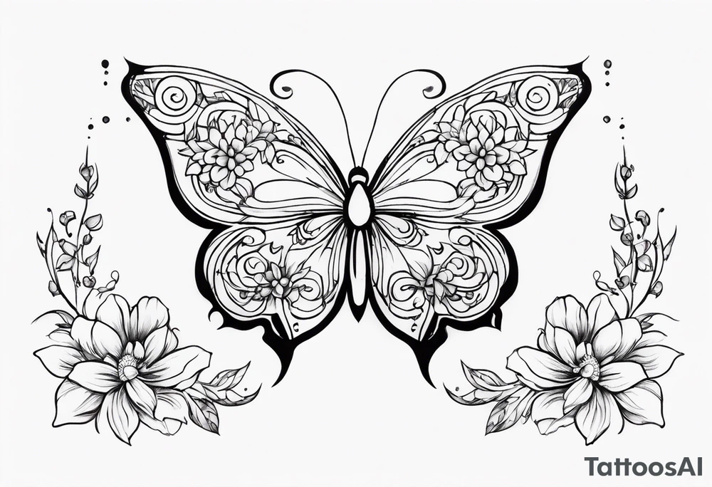 small ornate floral and butterfly sternum tattoo tattoo idea