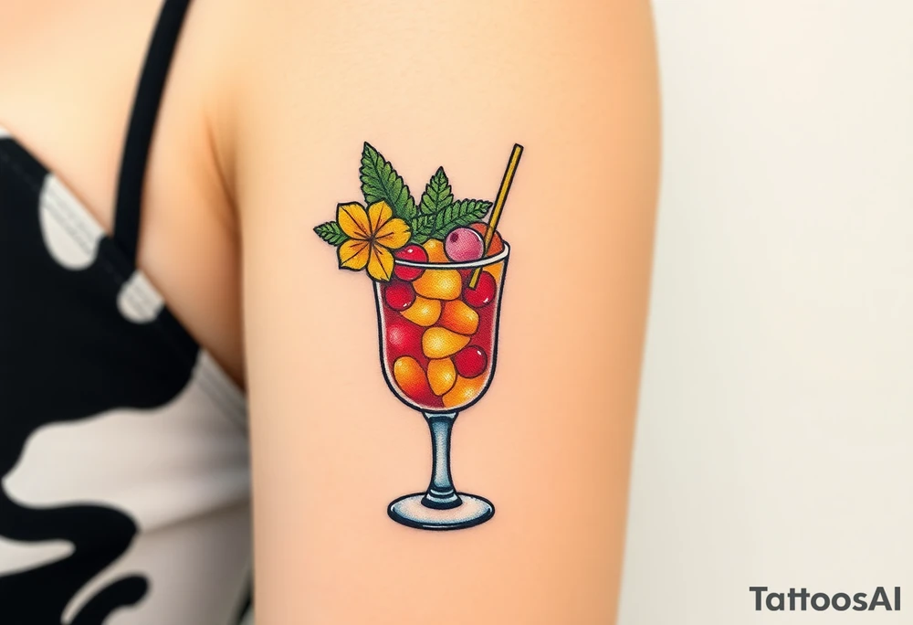 Maitai cocktail with islander garnishes tattoo idea