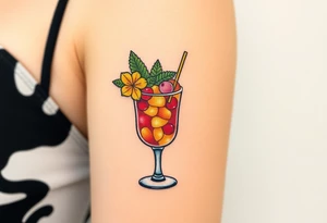 Maitai cocktail with islander garnishes tattoo idea