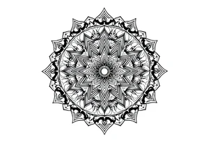 intricate mandala with sacred geometry and cosmic elements tattoo idea