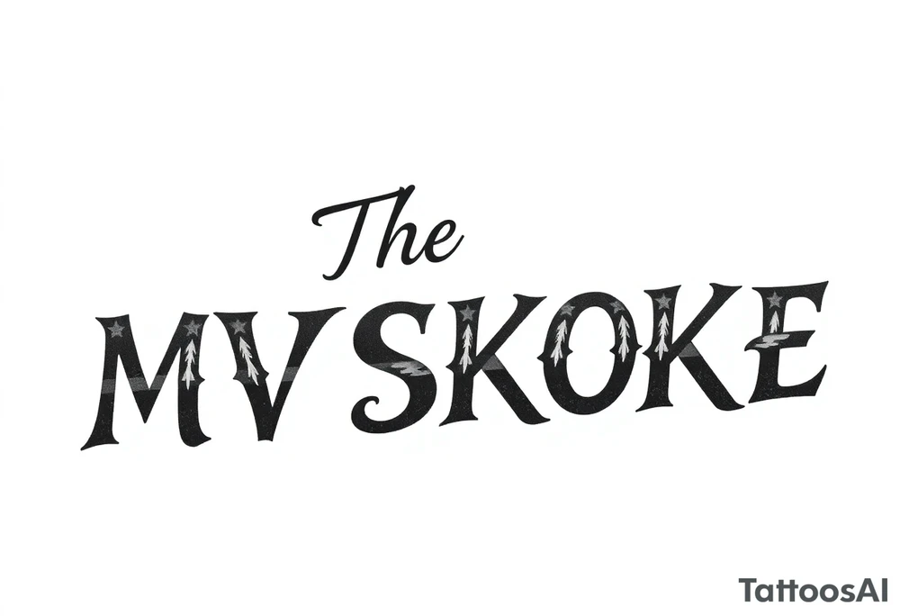 The word “MVSKOKE” shaded with Native American print tattoo idea