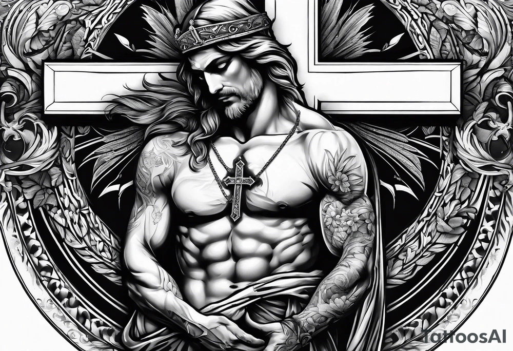 humble man carrying a cross tattoo idea