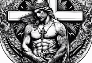 humble man carrying a cross tattoo idea
