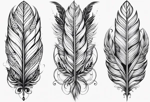 braided arm band with feathers haning off it tattoo idea