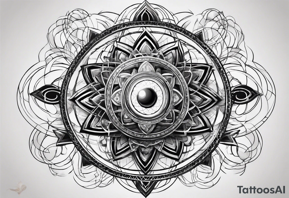 atom with quantum cloud tattoo idea