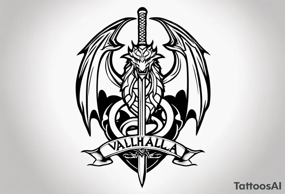 Valhalla  dragon sword symbol tattoo idea