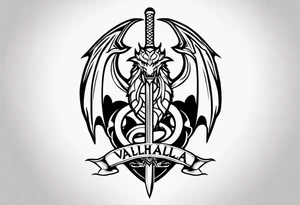 Valhalla  dragon sword symbol tattoo idea