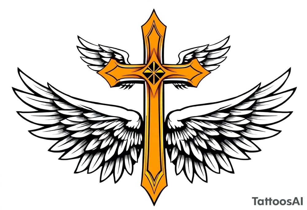 Cross ,wings tattoo idea