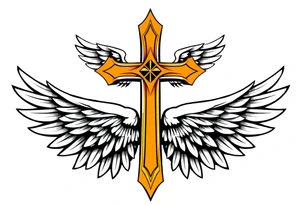 Cross ,wings tattoo idea