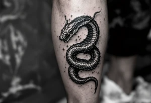 snake wrapping around lower leg tattoo idea