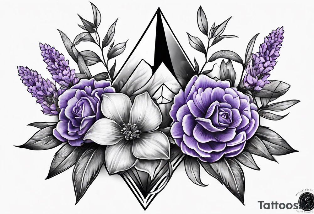 Arrowhead wrapped in lavender flowers tattoo idea Arrowhead wrapped in lavender flowers tattoo idea
