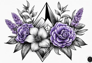 Arrowhead wrapped in lavender flowers tattoo idea