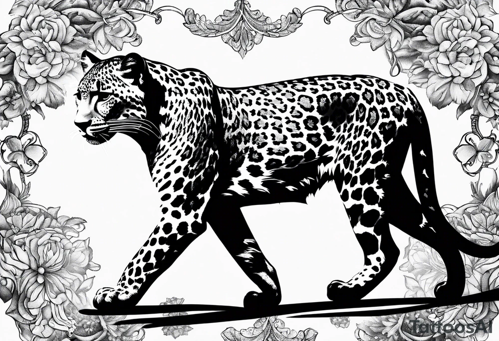 baby leopard walking with 63 tattoo idea