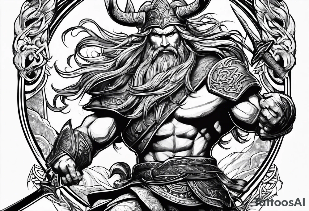 Norse God Sutur Fighting Freyr tattoo idea