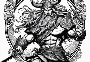 Norse God Sutur Fighting Freyr tattoo idea