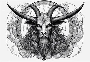 9 circles of baphomet hell dark, gloomy, brutal. Merged into one. tattoo idea