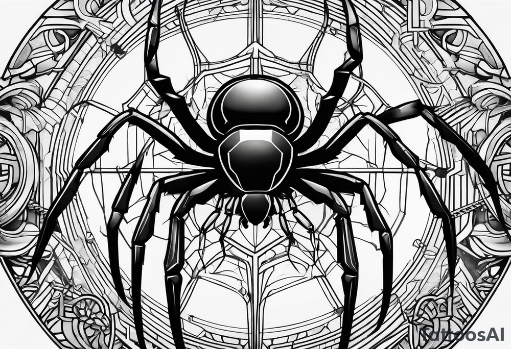 cyberpunk black widow spider tattoo idea