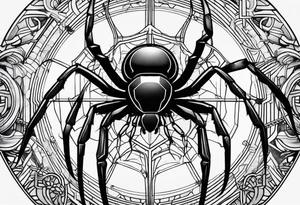 cyberpunk black widow spider tattoo idea