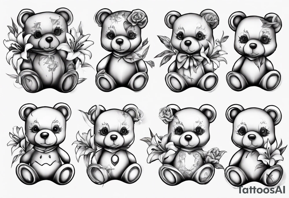 Lily teddy bear tattoo idea