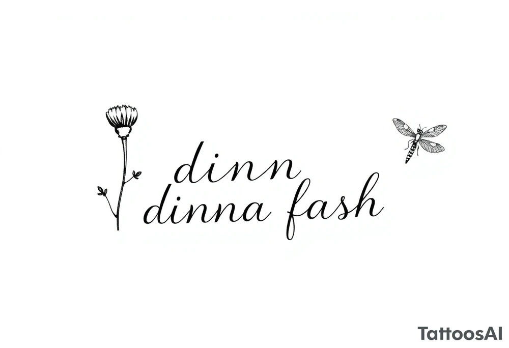 minimaliste simple for hand thistle with dragonfly text : dinna fash tattoo idea