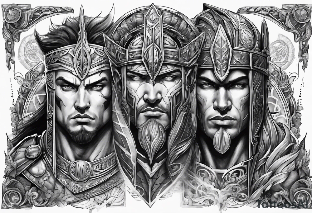 Chronos and Kairos represented as warriors tattoo idea