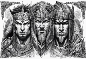 Chronos and Kairos represented as warriors tattoo idea