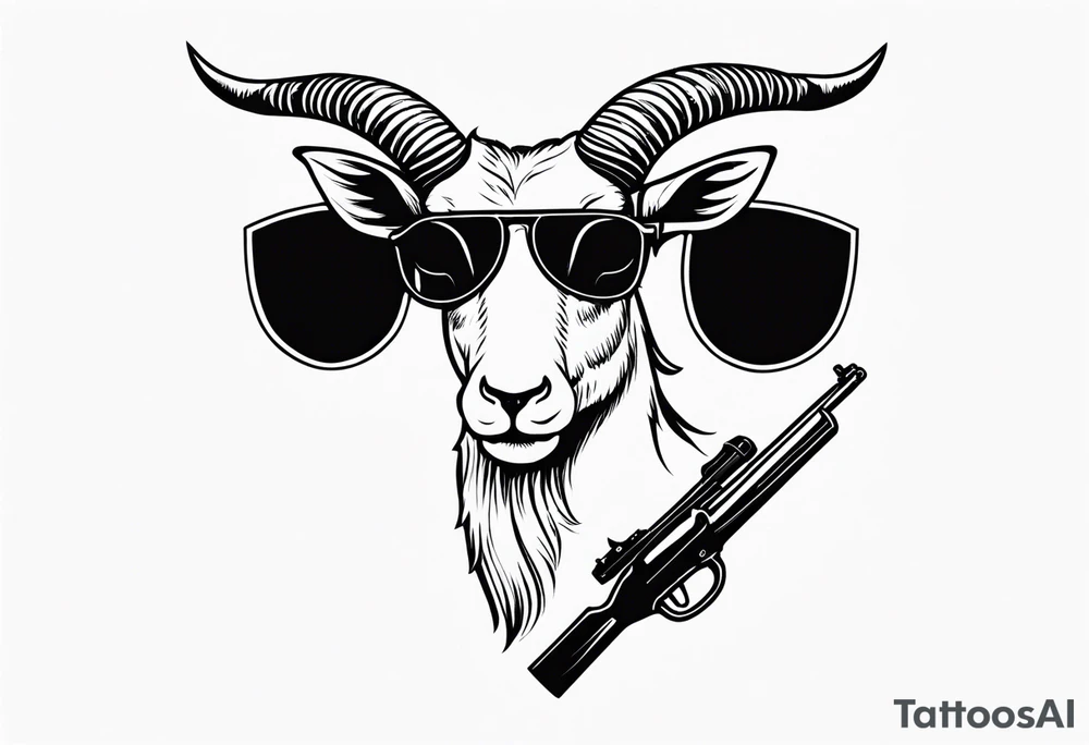 capricorn with sunglasses and shotgun tattoo idea