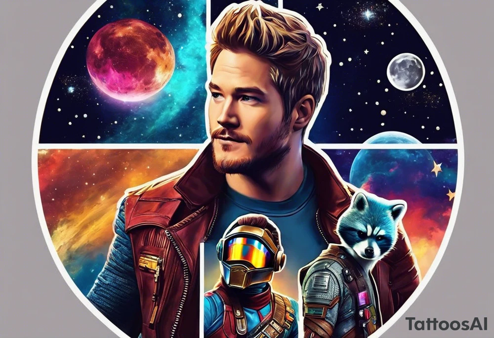 I want a tattoo with the idea and imagery about overcoming depression. I am particularly attached to the the idea of Kid Cudi’s man on the moon and man on the moon type imagery. I would like the general theme to be space related. I like the image of star lord and yondu from guardians of the galaxy when they are floating into space and yondu says I wasn’t your father but I am your daddy. General sci fi and space themes are welcome. Overall, I want a sense of overcoming difficulties. This would be an arm sleeve tattoo idea