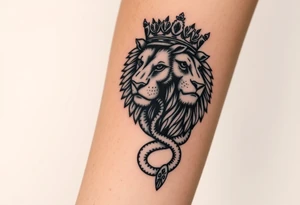Majestic Lion with Egyptian crown and snake. More detailed tattoo idea