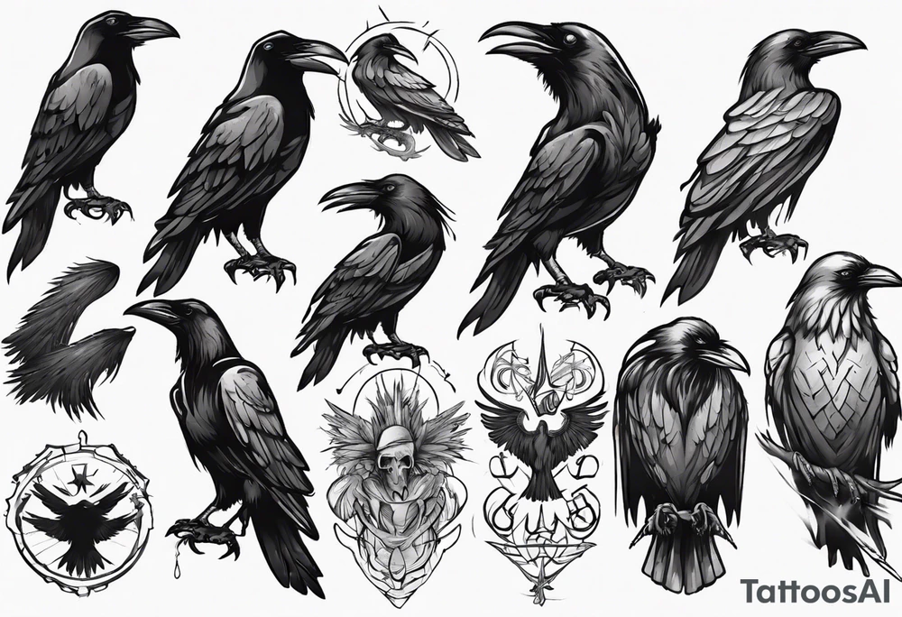black raven facing me tattoo idea