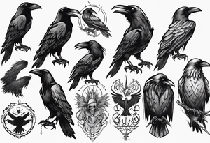 black raven facing me tattoo idea