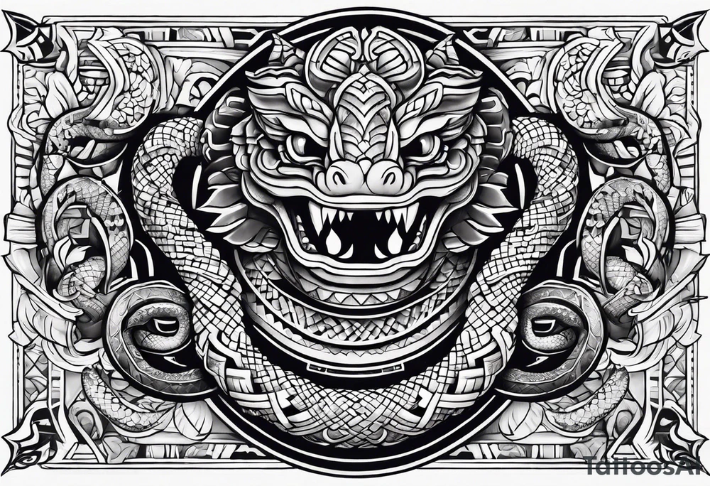 aztec snakes together tattoo idea