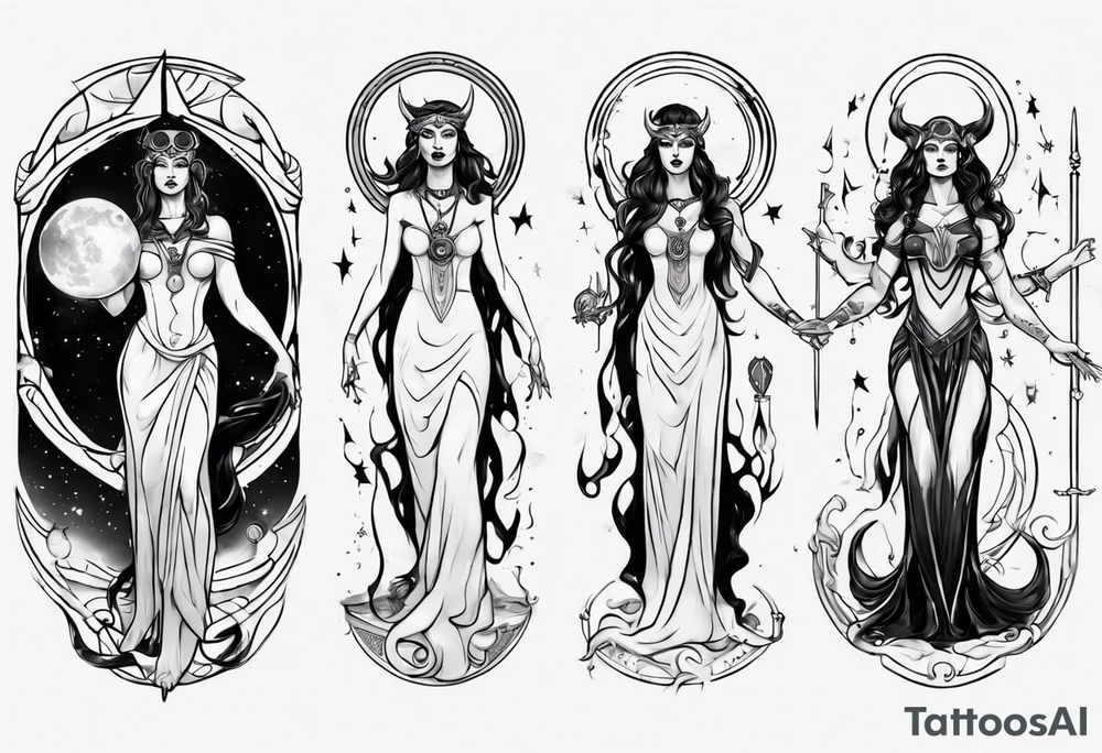 The High Priestesses. Hecate, Artemis and Selene. Representing Magic, Intuition and The Moon. tattoo idea
