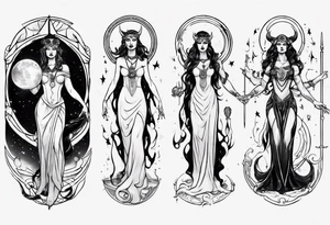The High Priestesses. Hecate, Artemis and Selene. Representing Magic, Intuition and The Moon. tattoo idea