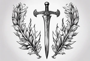 A sword runs through 13 and a laurel leaf tattoo idea