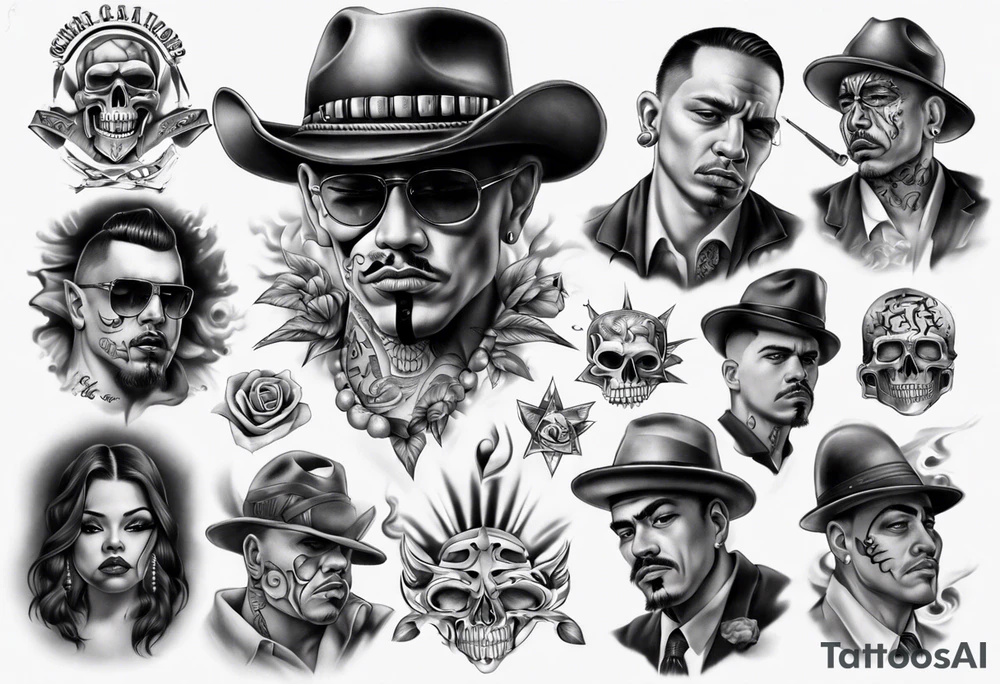 photorealistic chicano gangsters tattoo idea