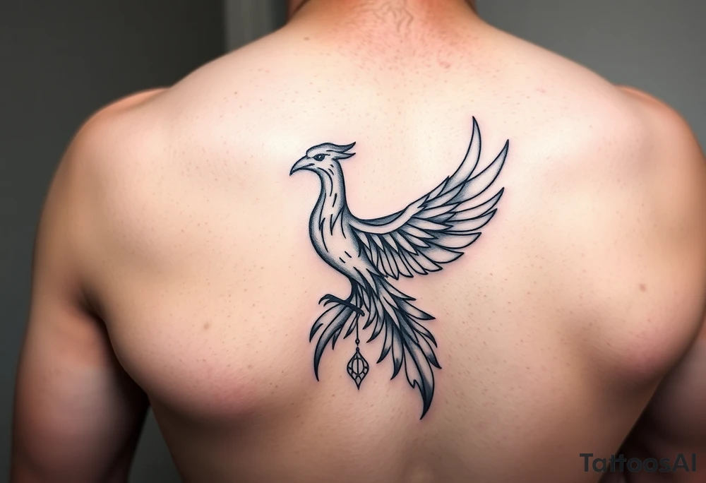 Side arm tattoo with the phoenix rising from the ashes linked with libra sign and based on discipline and the help of God.Geometric and abstract style tattoo idea