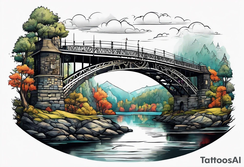 view from under cantilever bridge tattoo idea
