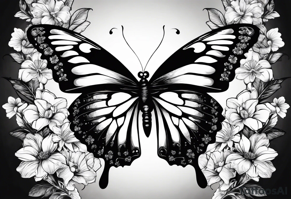 5. Butterfly: “A vibrant butterfly with colorful wings, resting on a flower, showcasing transformation and beauty.” tattoo idea