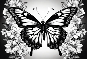5. Butterfly: “A vibrant butterfly with colorful wings, resting on a flower, showcasing transformation and beauty.” tattoo idea