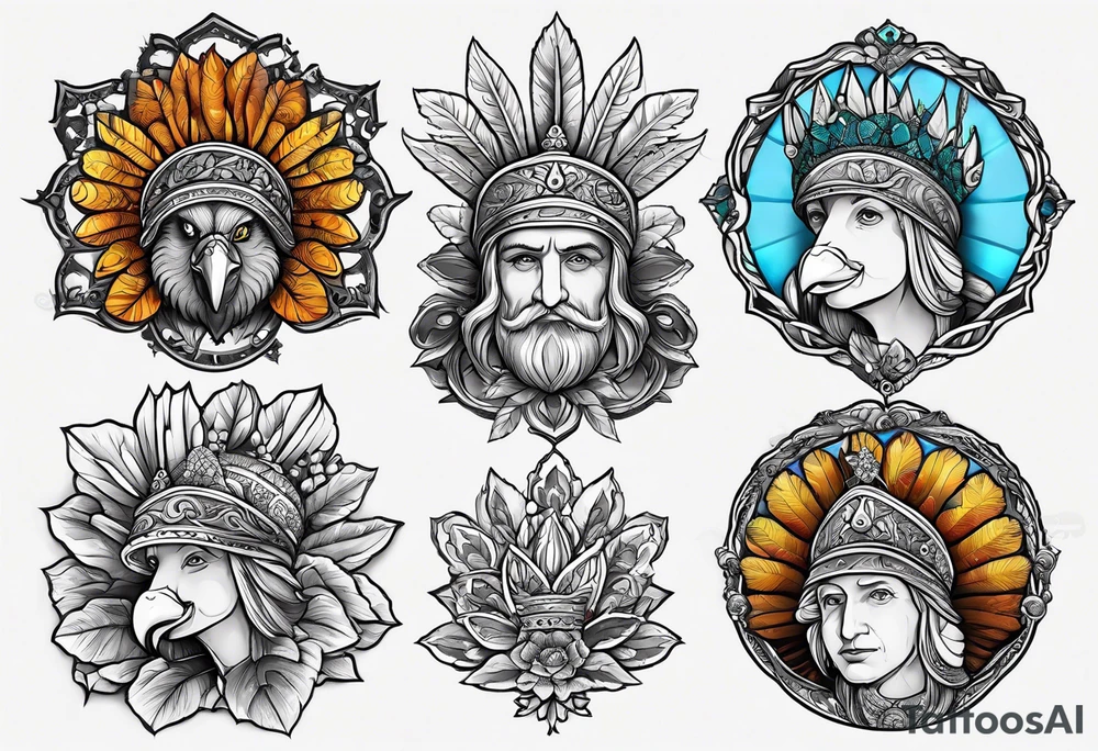 medieval turkey at thanksgiving tattoo idea