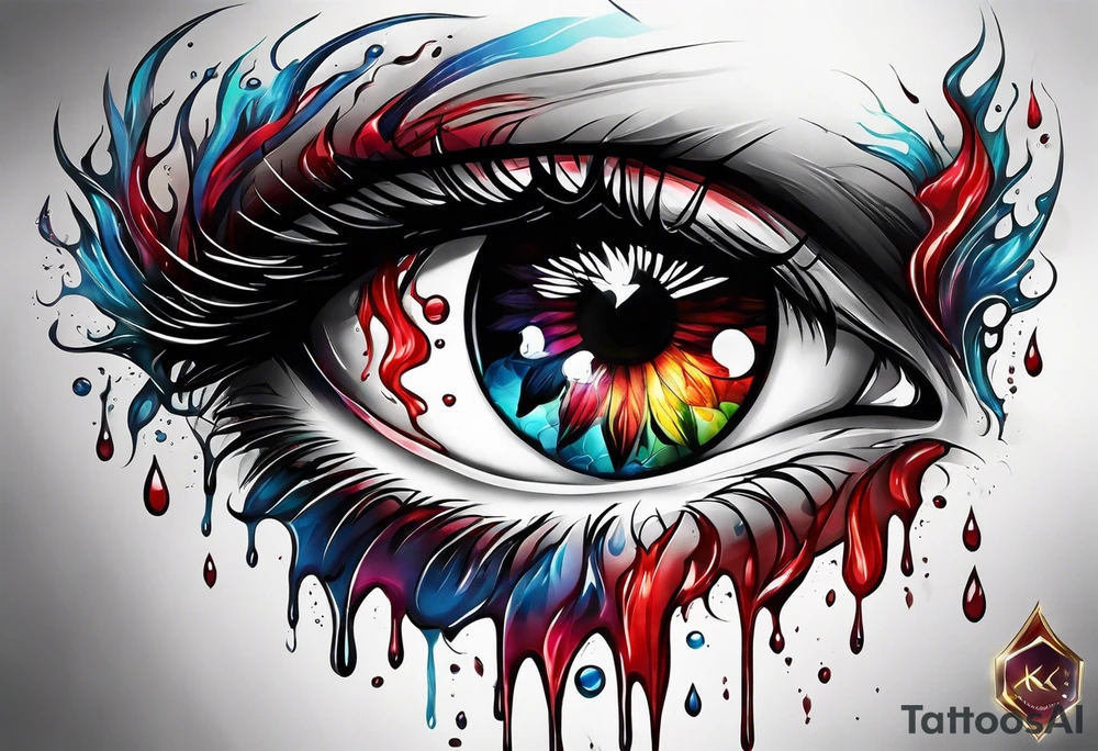 Bleeding tears flow from eye tattoo design tattoo idea