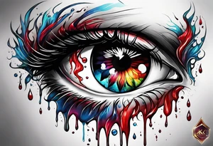 Bleeding tears flow from eye tattoo design tattoo idea