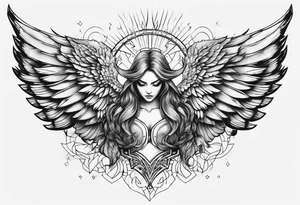 half angel half demon with wings open tattoo idea