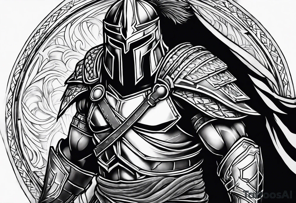 Faceless Spartan warrior tattoo idea