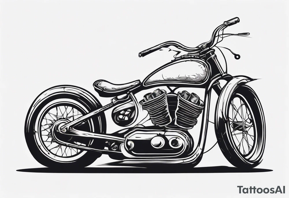 Motorcycle and an old vintage classic car with skeleton tattoo idea