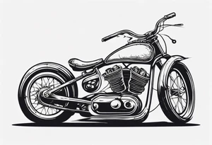 Motorcycle and an old vintage classic car with skeleton tattoo idea