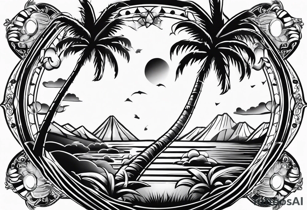 ROULETTE casino card games dice sun palm tree tattoo idea