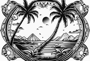 ROULETTE casino card games dice sun palm tree tattoo idea
